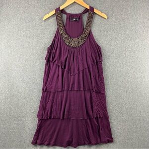 Apt 9 Dress Beaded Neckline Tiered Boho Flowy Lightweight Sleeveless Size Medium